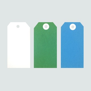 Paper luggage tags - white, green, blue
