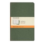 Moleskine Large Cahier Set of 3: Green Ruled